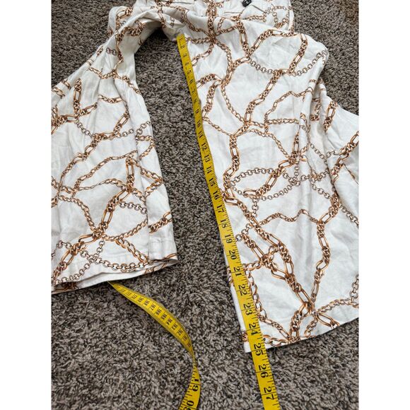 Maeve Anthropologie Linen Blend Palazzo Pants Womens Sz 4 Wide Leg Chain Print - Picture 15 of 15